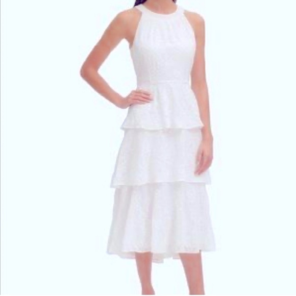 Tommy Hilfiger “Ivy” Embroidered Tiered Dress White Size 14 - Picture 1 of 6